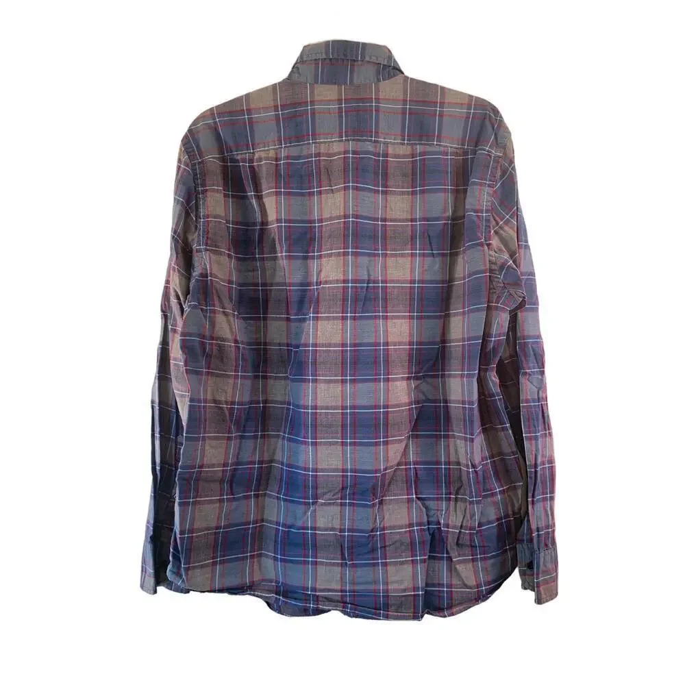 J. CREW Men’s Blue/Red Plaid Quality Woven Tailored Shirt / Size: Large